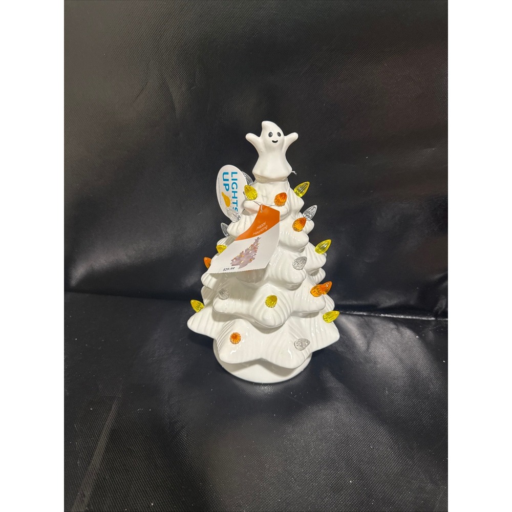 Halloween Vintage Style Ceramic White Christmas Tree With Ghost Topper‎